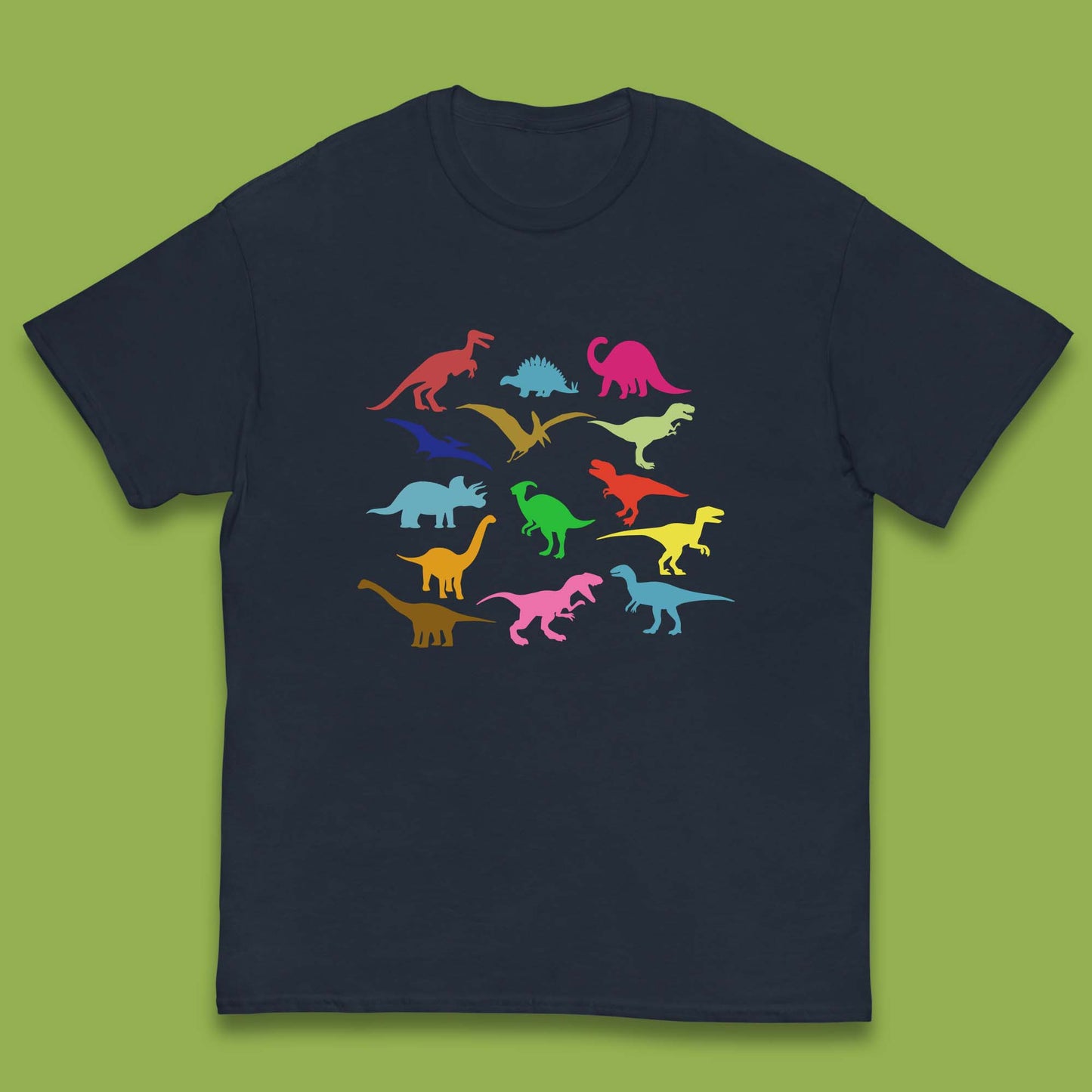 Colourful Dinosaurs Dino Fossil Dinosaurs Wild Nature Prehistoric Paleontology Velociraptor Kids T Shirt