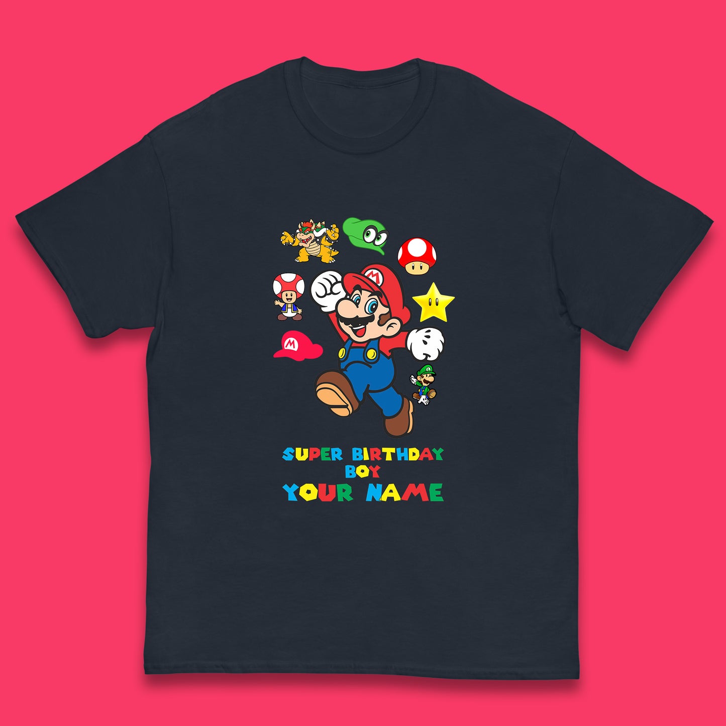 Personalised Super Mario Birthday T-Shirt