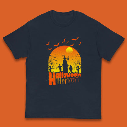 Halloween Horror Halloween Night Witch With Zombies Horror Scary Kids T Shirt