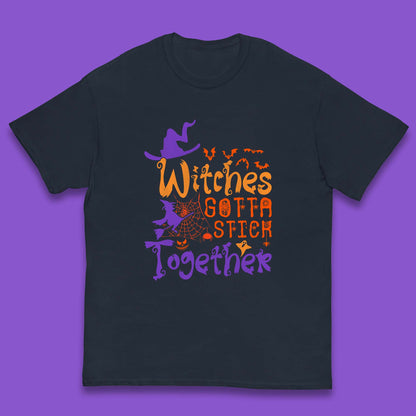 Witches Gotta Stick Together Funny Halloween Witchy Kids T Shirt