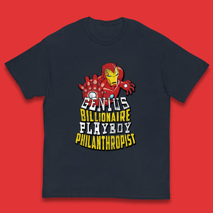 Tony Stark Quote Genius Billionaire Playboy Philanthropist Marvel Avenger Iron Man Superhero Movie Character Kids T Shirt