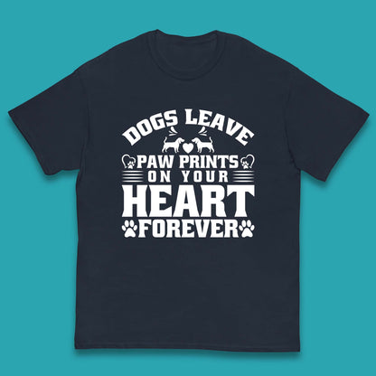 Dogs Leave Paw Print On Your Heart Forever Dog Paw Lovers Kids T Shirt