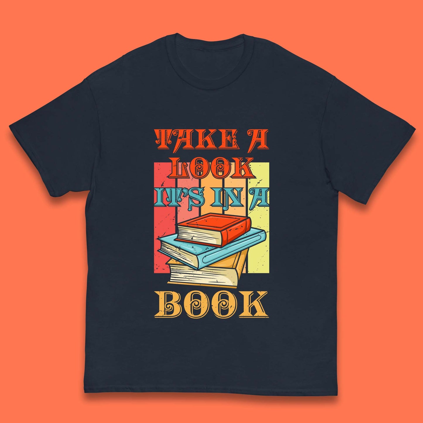 Take A Look It's In A Book Retro Reading Book Lover Bookish Librarian Kids T Shirt