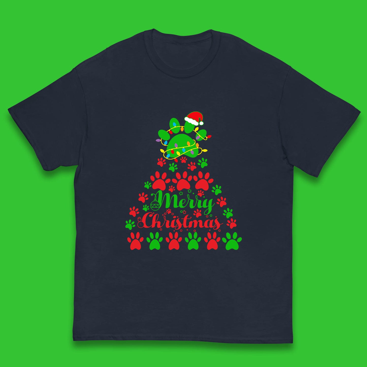 merry christmas paws tree t shirt