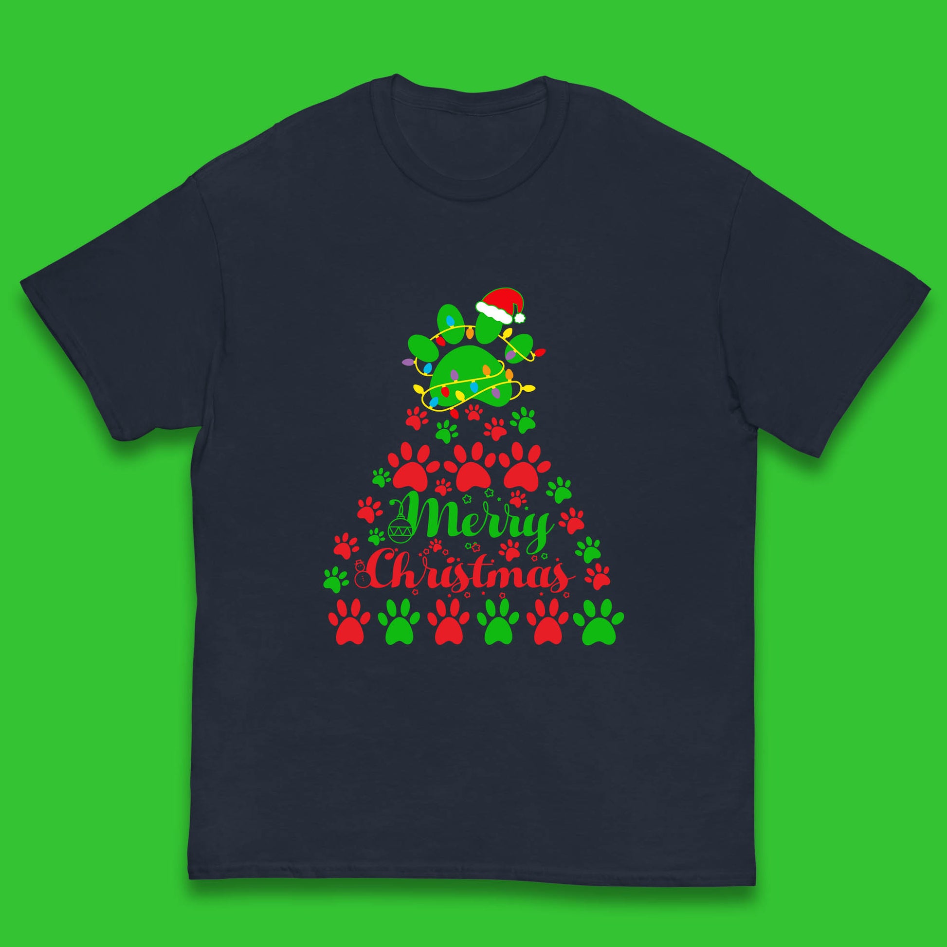 merry christmas paws tree t shirt