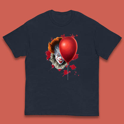 IT Pennywise Clown With Balloon Halloween Evil Clown Costume Horror Movie Serial Killer Kids T Shirt