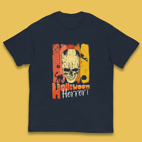 Halloween Horror Skull Vintage Scary Spooky Skeleton Kids T Shirt