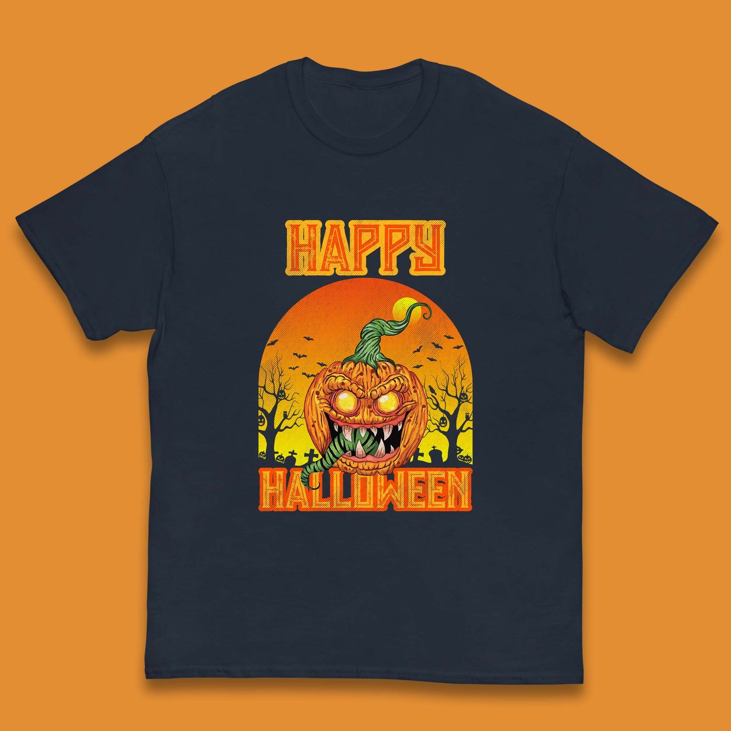 Happy Halloween Zombie Monster Pumpkin Jack-o-lantern Spooky Season Kids T Shirt