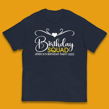 Personalised Birthday Squad Your Name And Birthday Year Funny Birthday Party Kids T Shirt