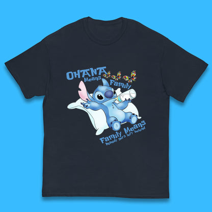 Disney Ohana Means Family, Family Means Nobody Gets Left Behind Ohana Lilo & Stitich Stitch Drinking Milk Form Feeder Autism Awareness Kids T Shirt