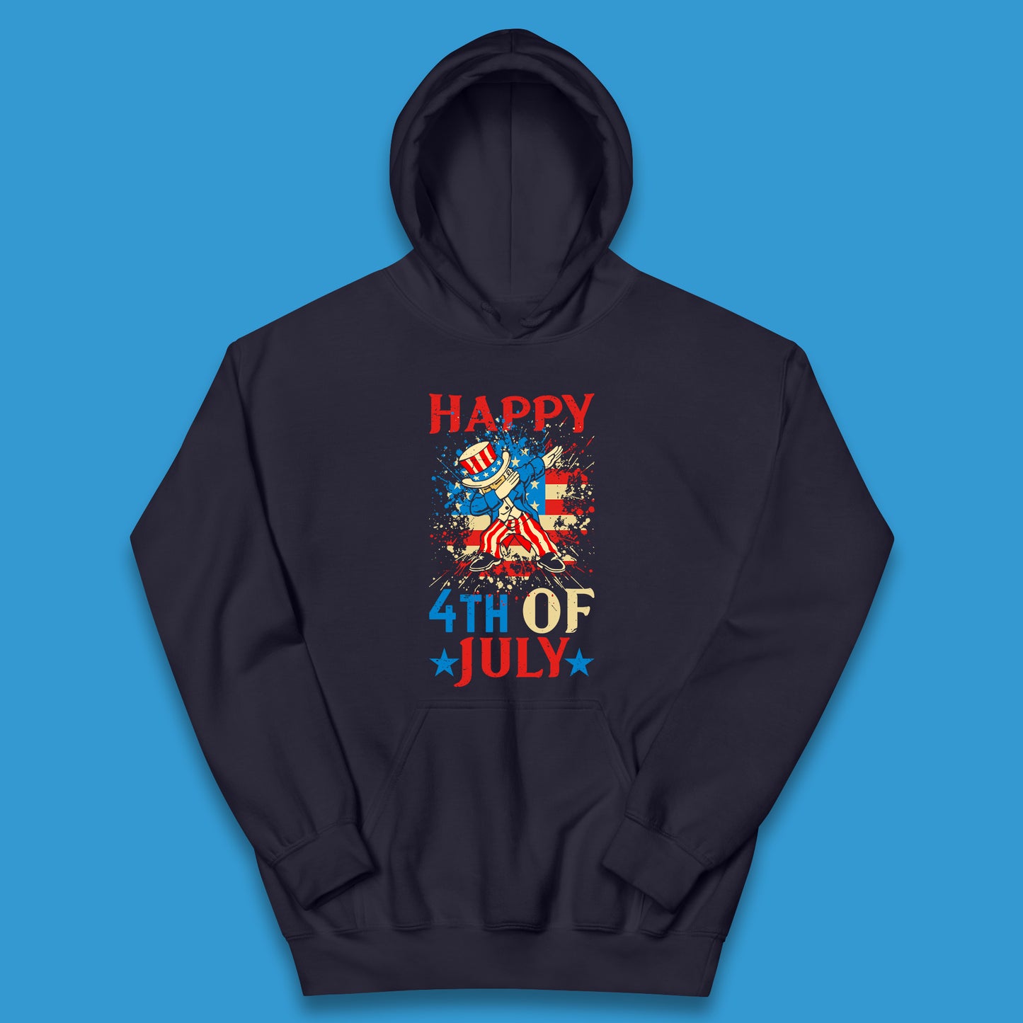 Dabbing Uncle Sam Happy 4th Of July USA Flag Independence Day Funny Dab Dance Kids Hoodie