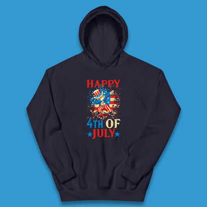 Dabbing Uncle Sam Happy 4th Of July USA Flag Independence Day Funny Dab Dance Kids Hoodie