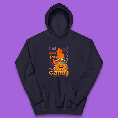 I'm Just Here For The Candy Halloween Trick Or Treat Kids Hoodie