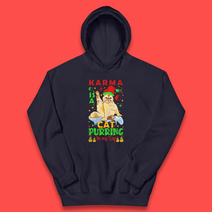 Christmas Karma Is A Cat Kids Hoodie