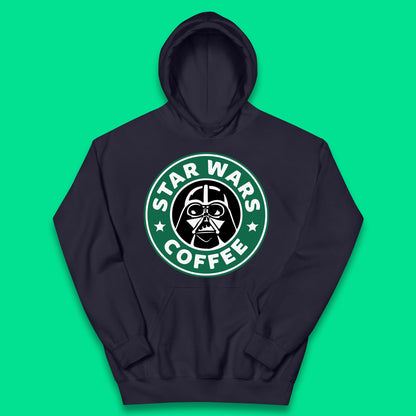 Sci-fi Action Adventure Movie Character Darth Vader Star Wars Coffee Starbucks Coffee Spoof Star Wars 46th Anniversary Kids Hoodie