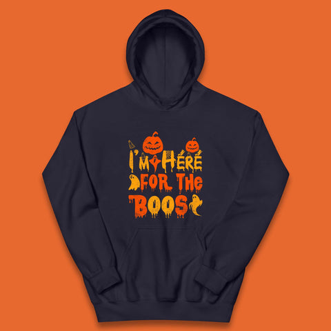 I'm Here For The Boos Halloween Pumpkin Ghost Horror Scary Kids Hoodie