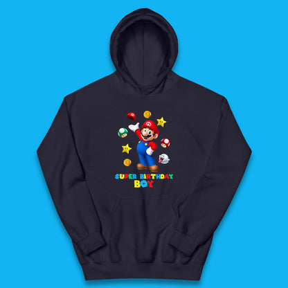 Super Birthday Boy Super Mario Game Series Mario Bros Super Mario Theme Birthday Party Kids Hoodie