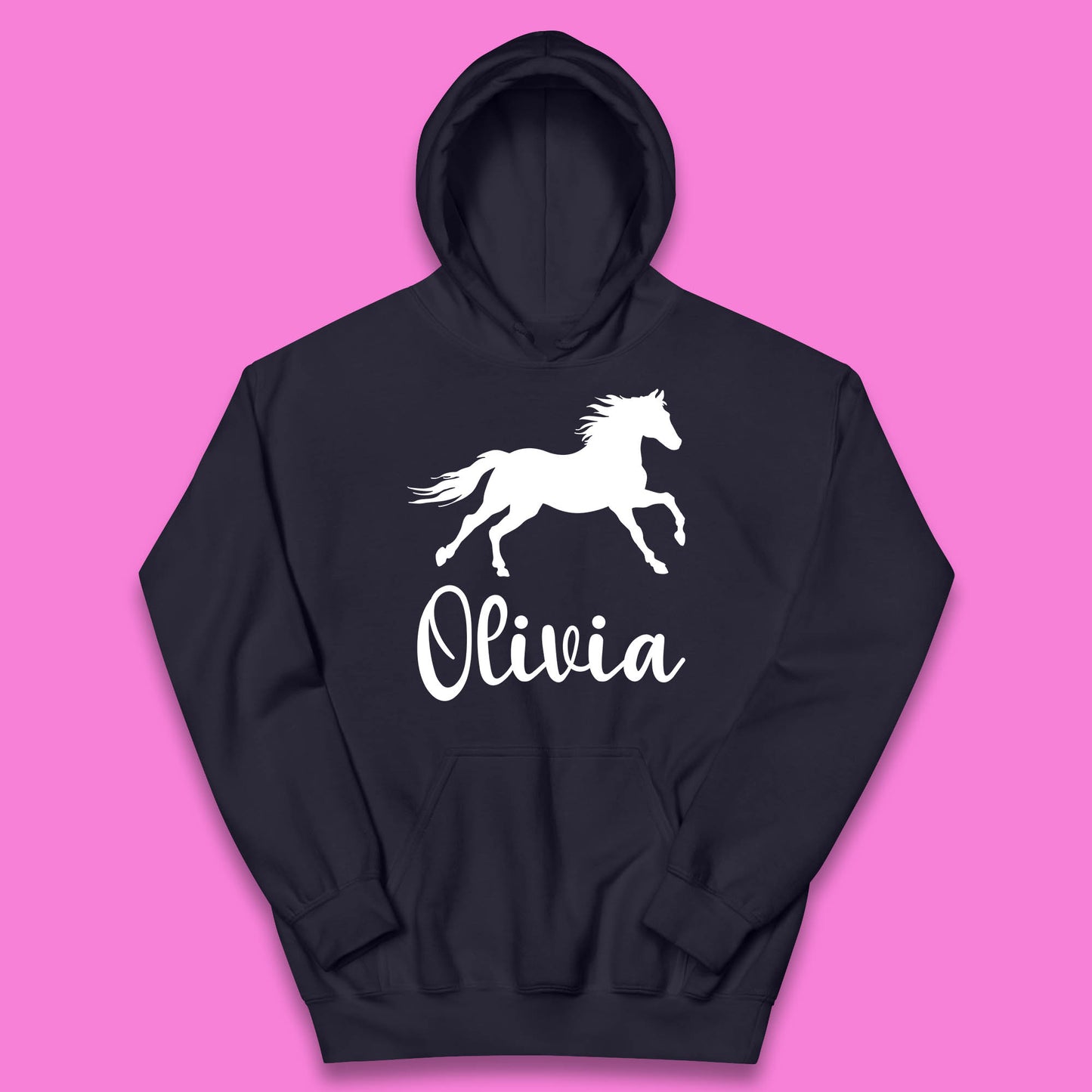 Personalised Running Unicorn Your Name Or Custom Text Horse & Pony Lover Magic Believer Kids Hoodie