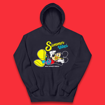 Summer Vibes Mickey Mouse Minnie Mouse Walt Disney World Disneyland Mickey Mouse Enjoying Summer Kids Hoodie