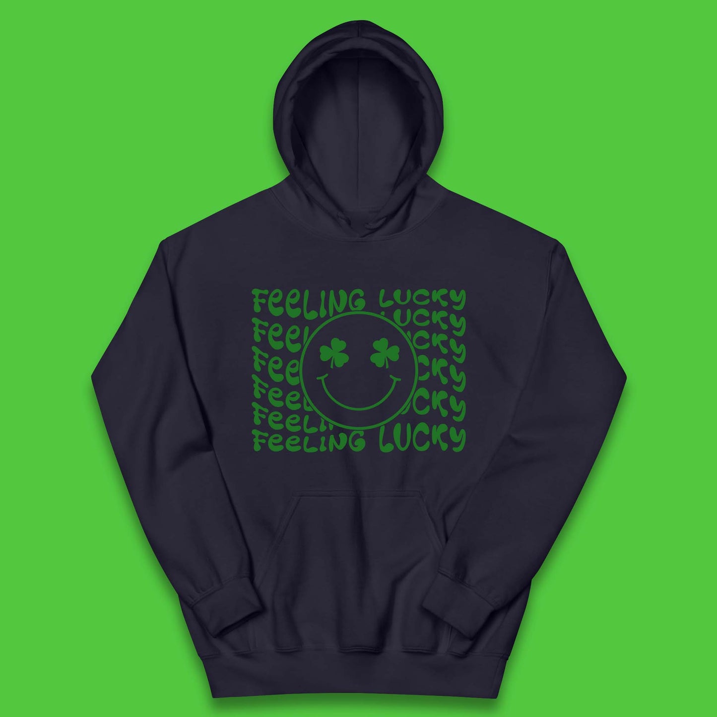 Feeling Lucky Smiley Shamrock Kids Hoodie