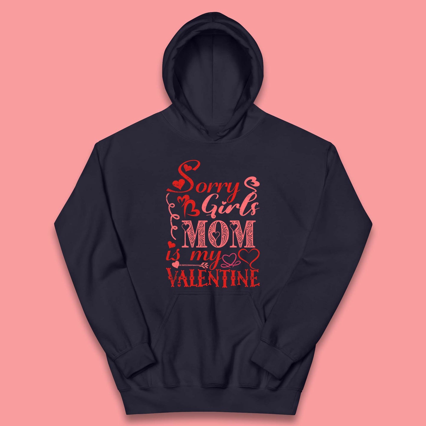 Mom Is My Valentine Kids Hoodie