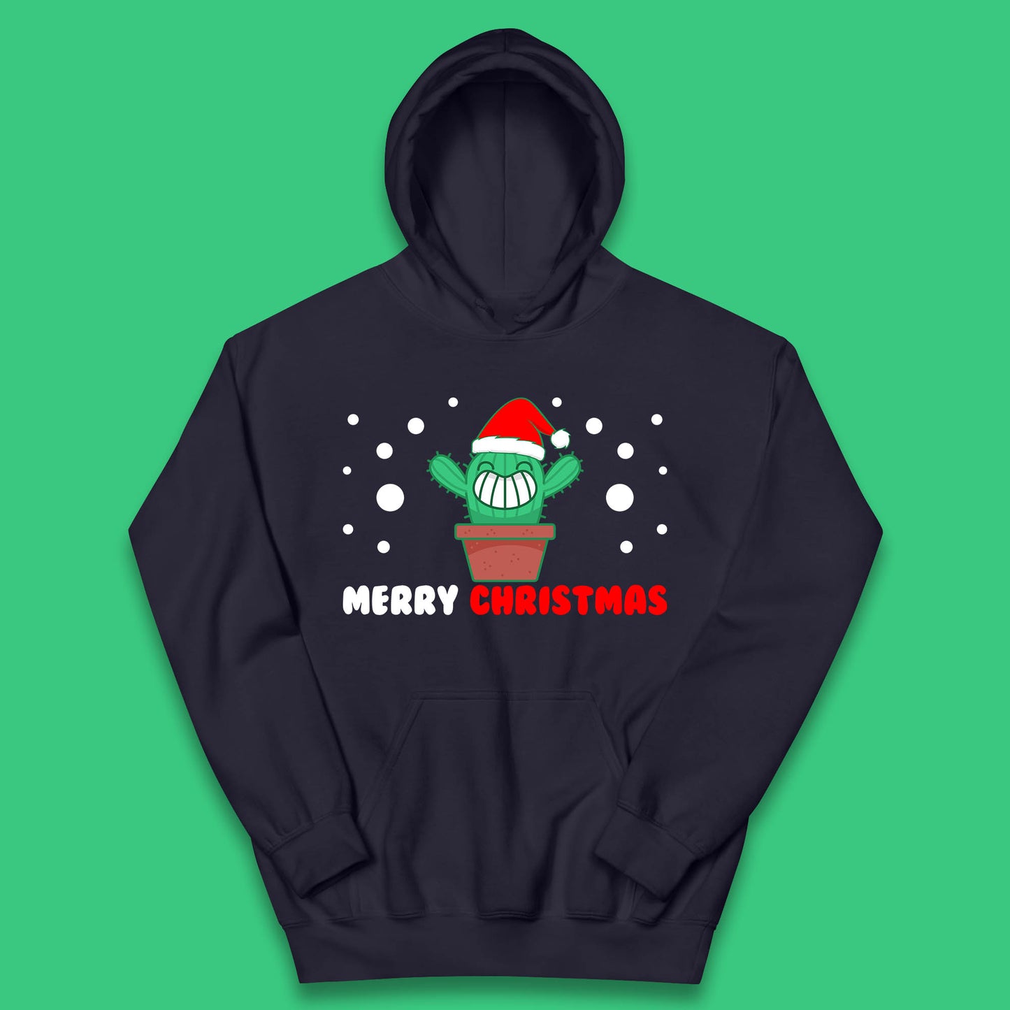 merry christmas little cactus with santa hat hoodie