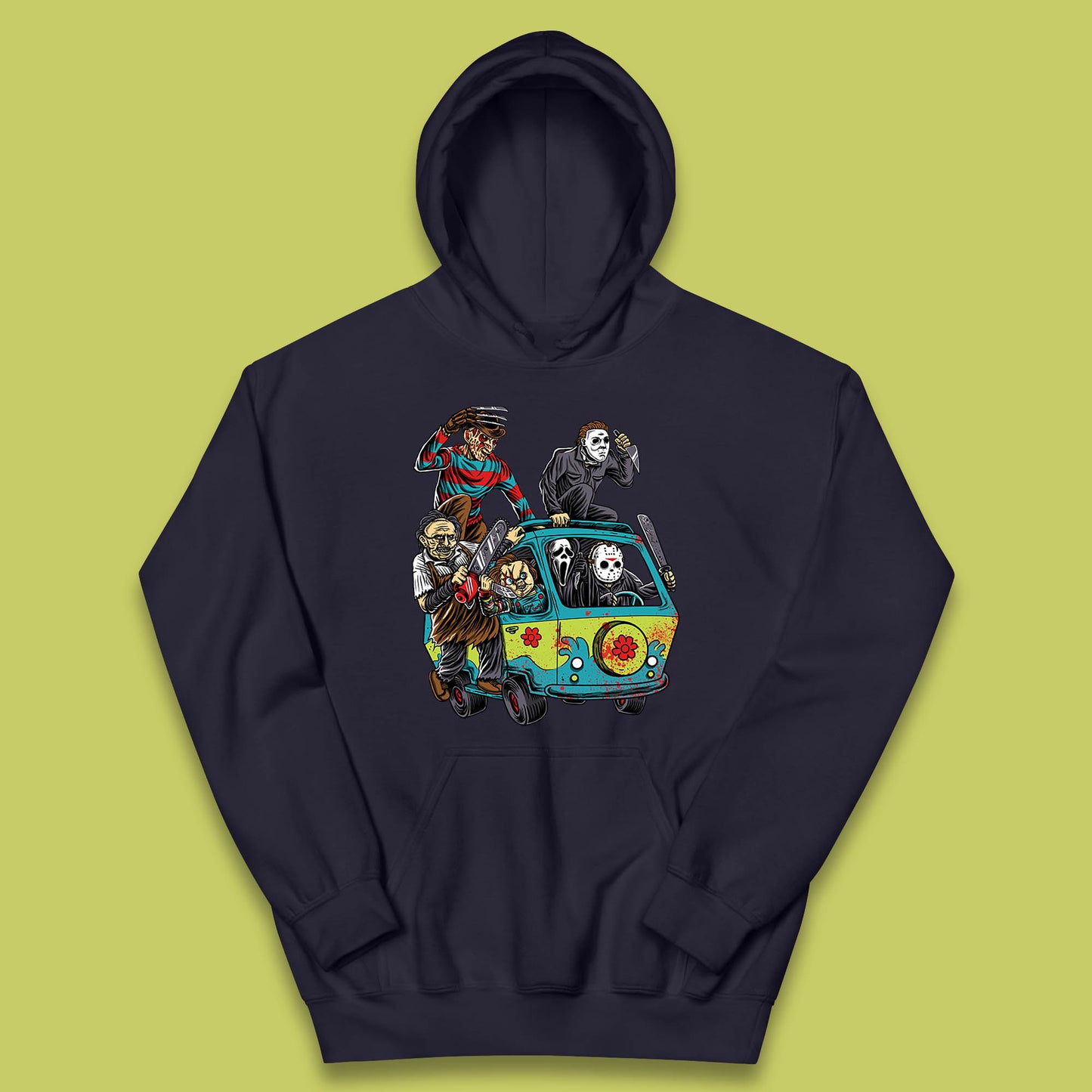 Halloween Scooby Doo Friends Van Horror Movie Villians Characters Mystery Machine Kids Hoodie