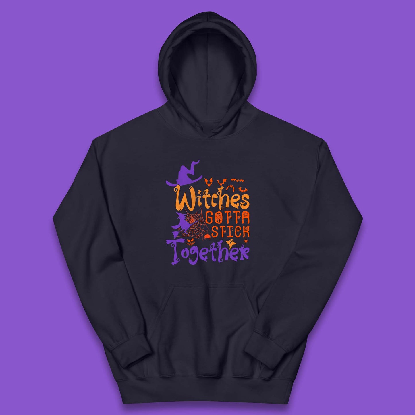 Witches Gotta Stick Together Funny Halloween Witchy Kids Hoodie