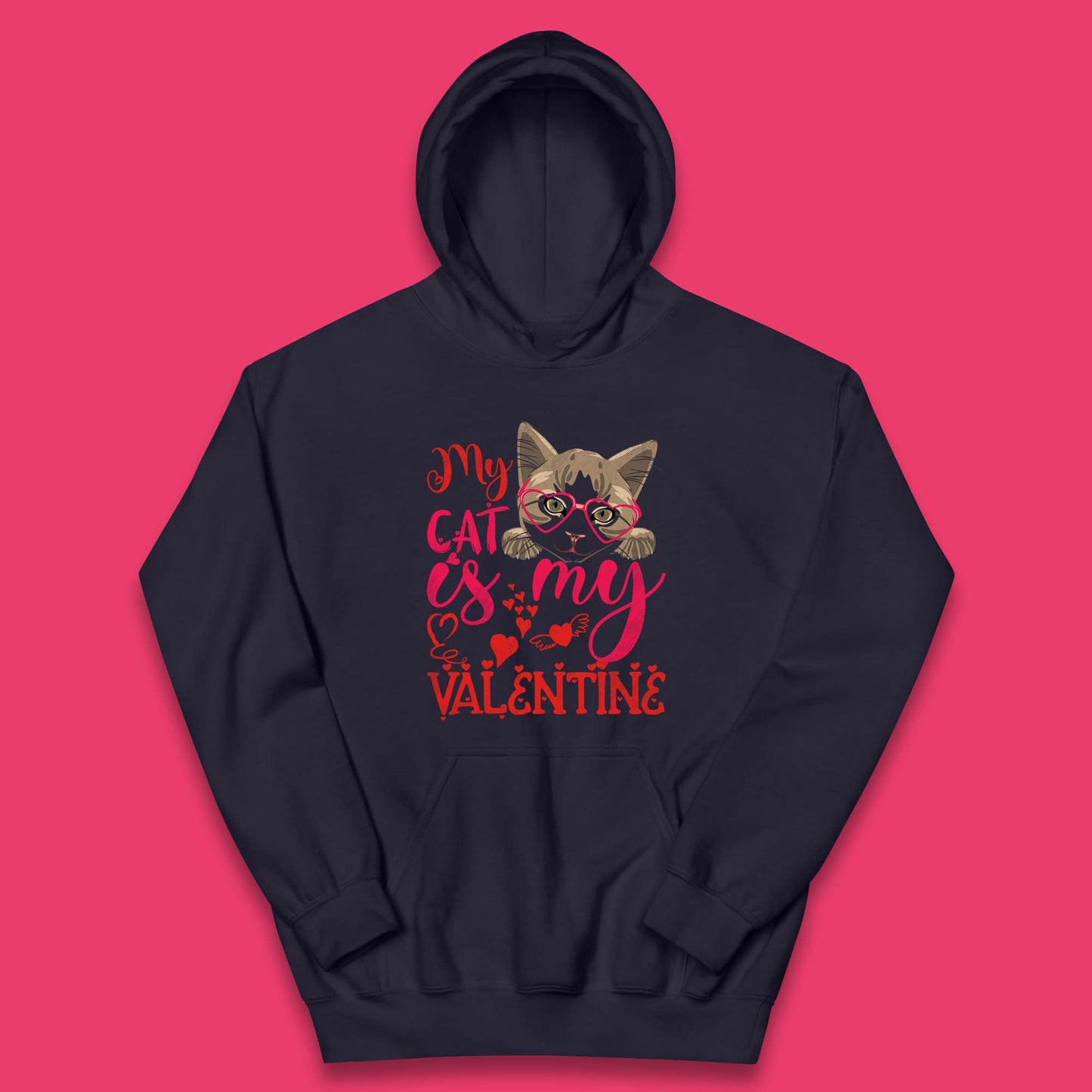 My Cat Is My Valentine Kids Hoodie