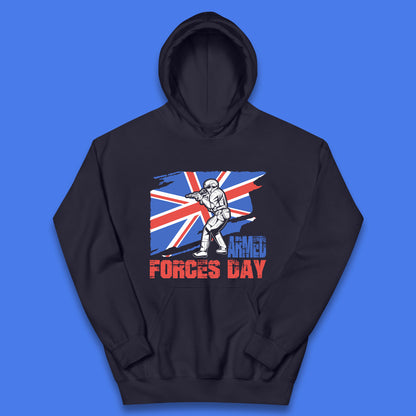 British Armed Forces Day British Veteran Day UK Flag Anzac Day Lest We Forget Kids Hoodie