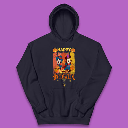 Happy Halloween Disney Witch Mickey Mouse Minnie Mouse Horror Scary Disneyland Trip Kids Hoodie