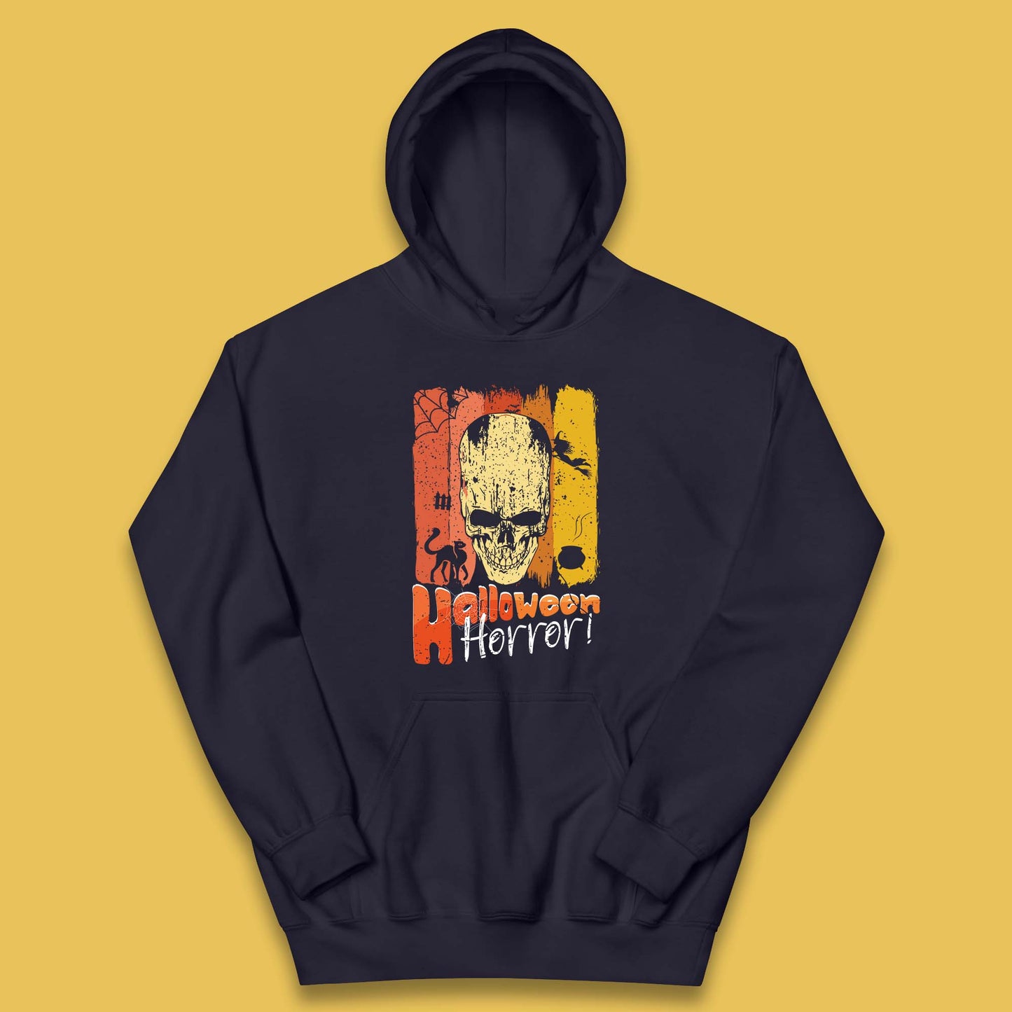 Halloween Horror Skull Vintage Scary Spooky Skeleton Kids Hoodie