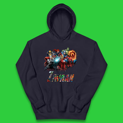 Personalised Marvel Avengers Super Heroes Movie Characters Spider Man, Black Widow, Hulk, Iron Man, Thor, Captain America Avengers Squad Kids Hoodie