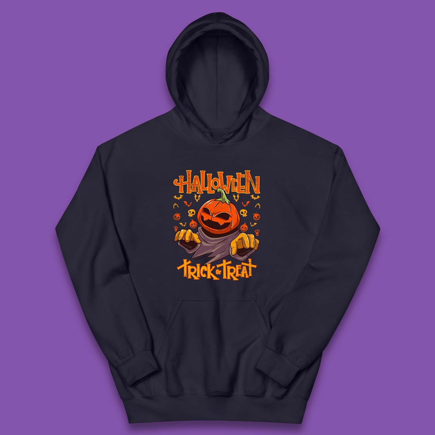 Halloween Trick Or Treat Pumpkin Character Halloween Scary Evil Pumpkin Kids Hoodie