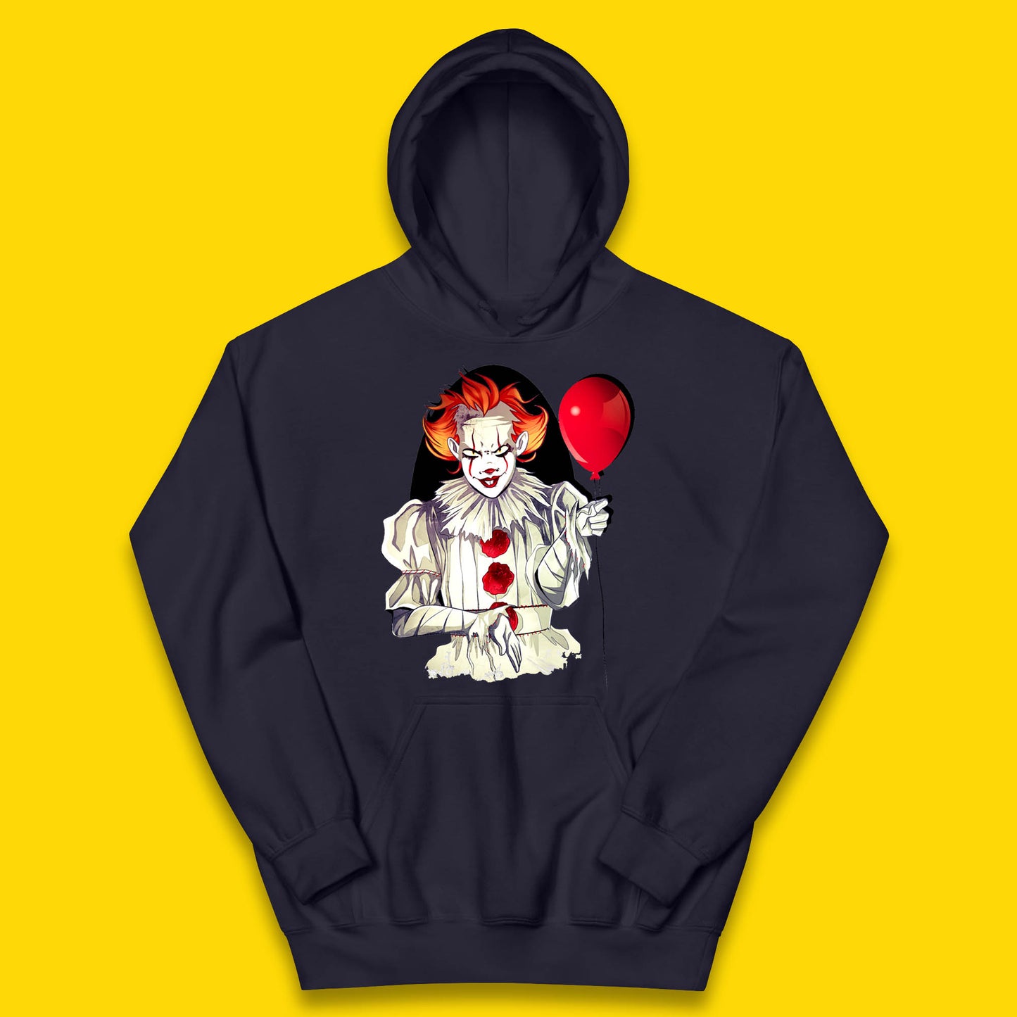 IT Pennywise Clown Holding Balloon Halloween Evil Pennywise Clown Costume Horror Movie Serial Killer Kids Hoodie