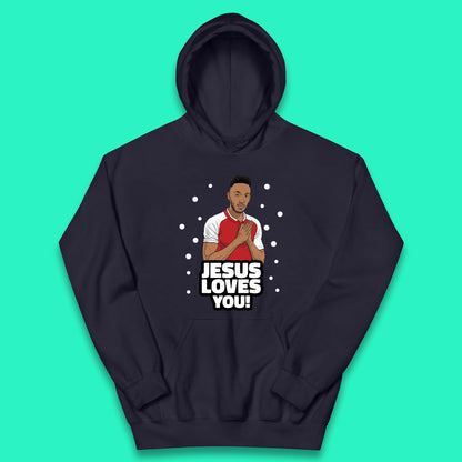 Jesus Loves You Footballer Christmas  Kids Hoodie