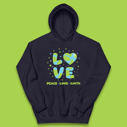 Peace Love Earth Environmental Climate Change Save The Earth Kids Hoodie