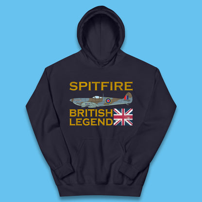 Supermarine Spitfire British Legend Fighter Aircraft Royal Air Force Spitfire WW2 Remembrance Day Kids Hoodie