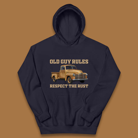 Old Guy Rules Respect The Rust Truck Classic Antique Truck Enthusiasts Kids Hoodie