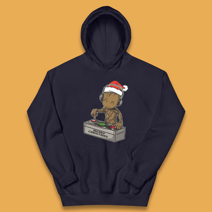 Baby Groot DJ Christmas Kids Hoodie