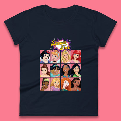 Dream Free Disney Princess Characters Disney Snow White Cinderella Jasmine Disney Princesses Group Disney World Womens Tee Top