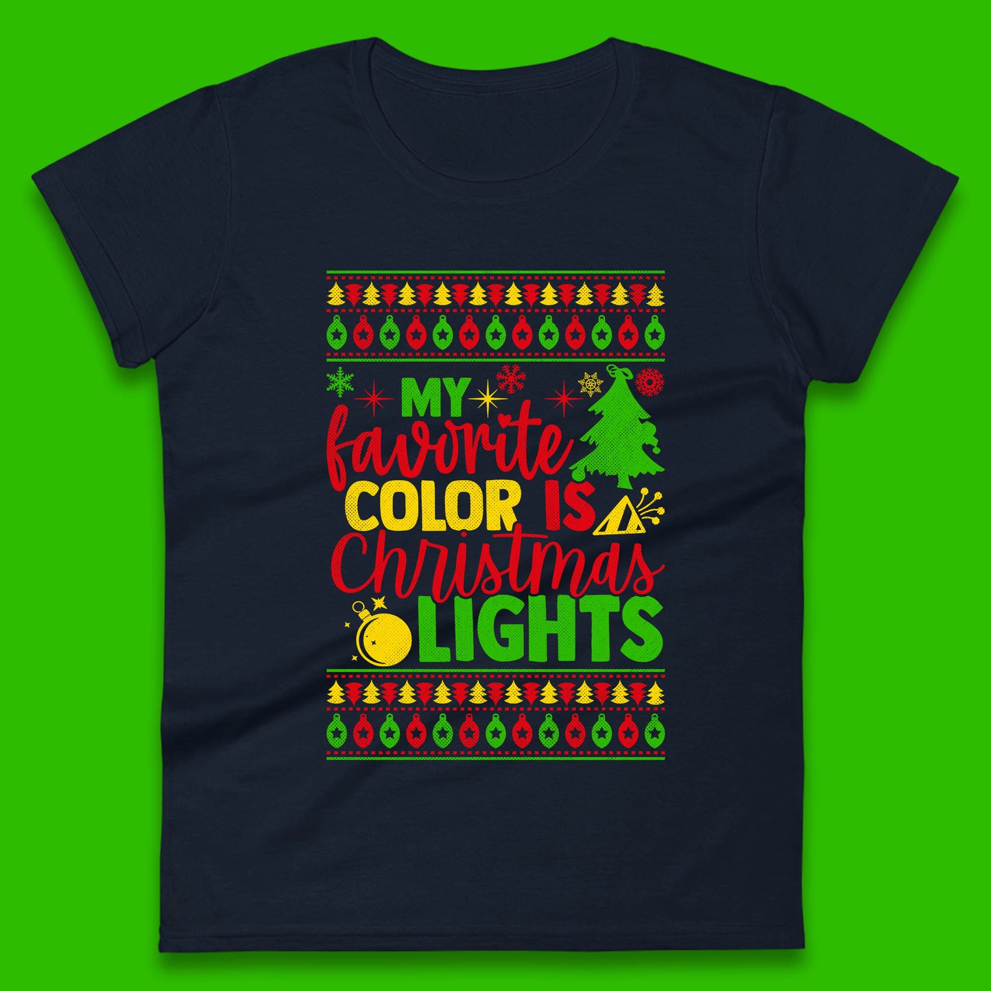 my favorite color is christmas lights womens t shirt