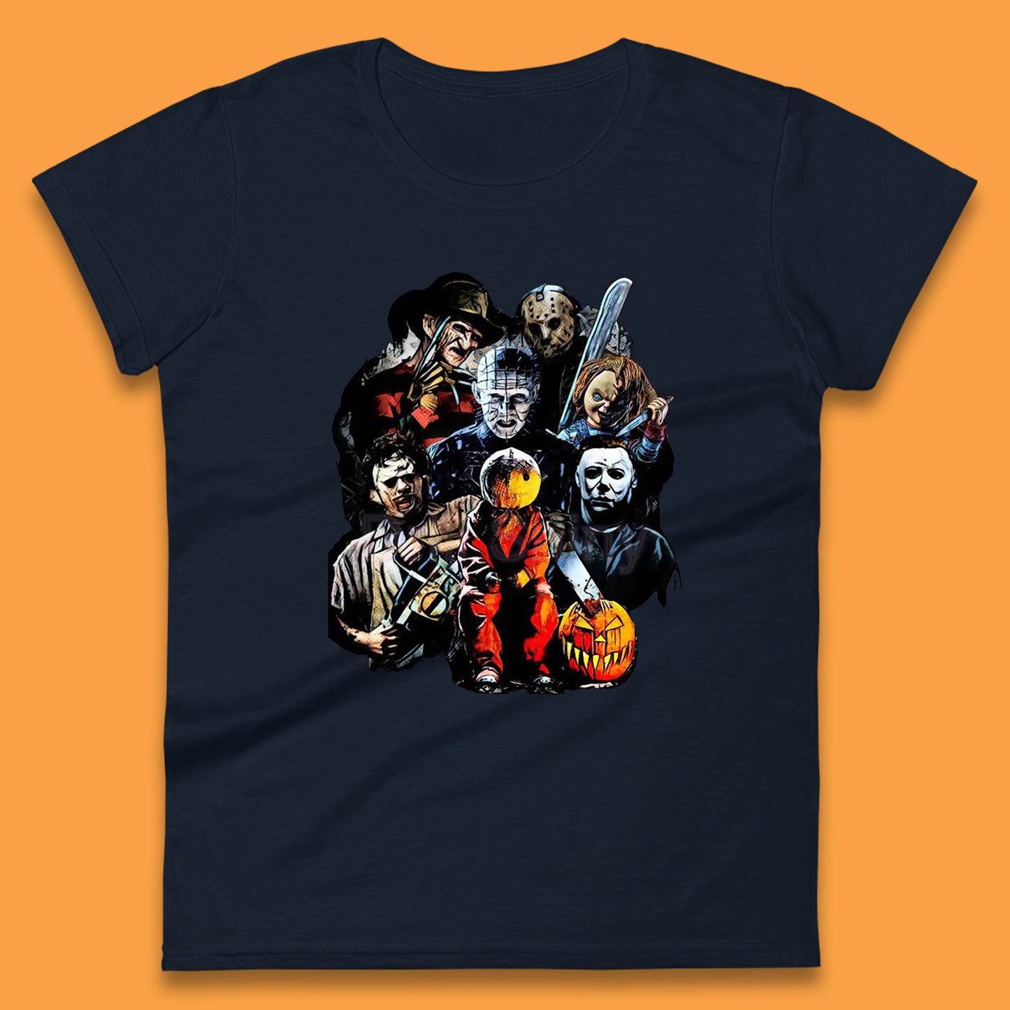 Halloween Horror Movie Characters Friends Halloween Villians Serial Killers Womens Tee Top