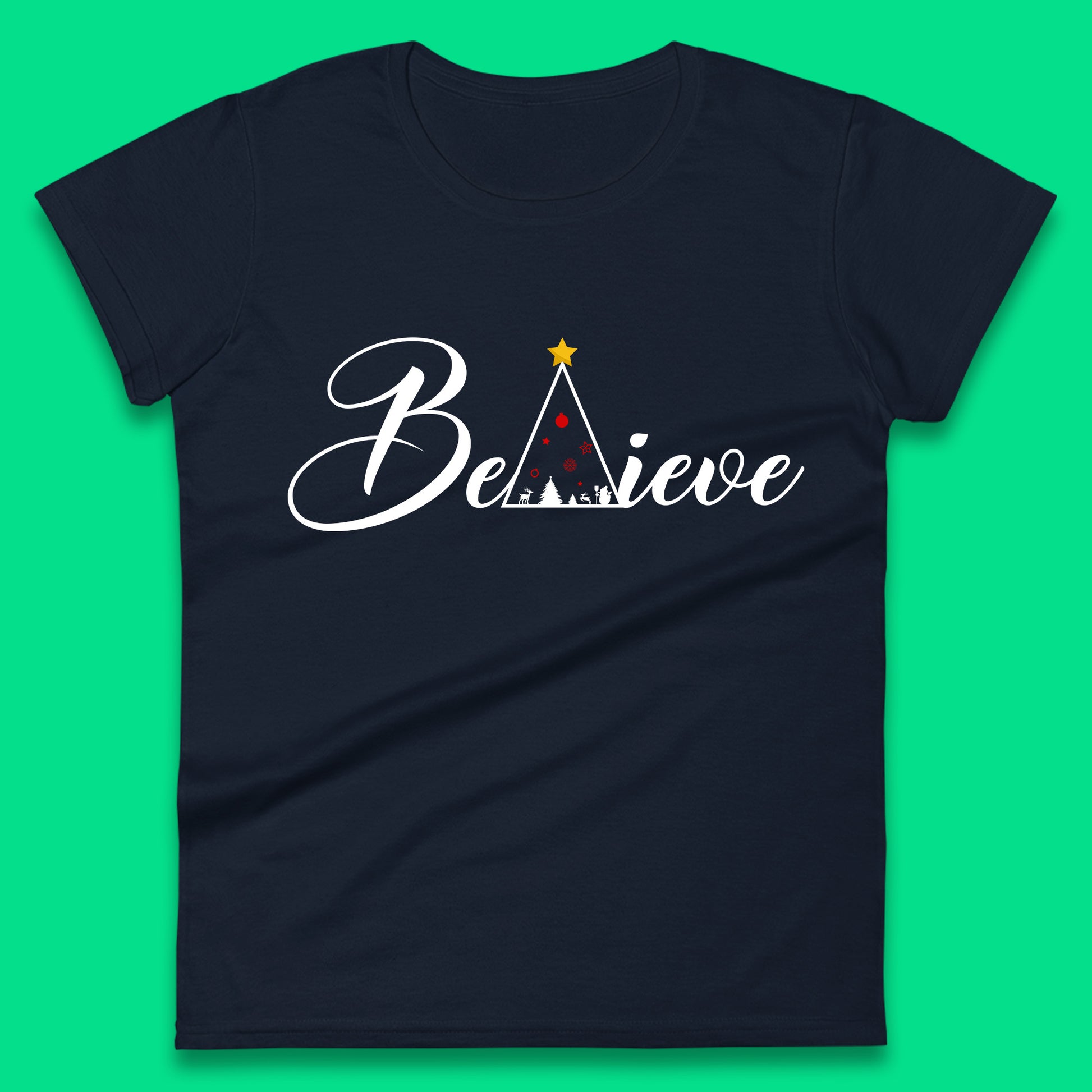 women's believe christmas shirt