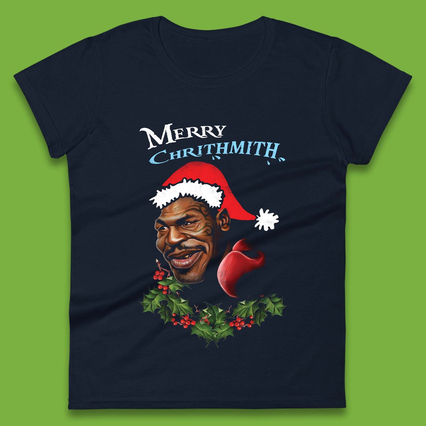 Mike Tyson Merry Chrithmith Womens T-Shirt