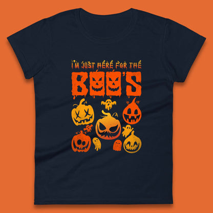 I'm Just Here For The Boos Halloween Funny Pumpkin Ghost Boos Jack-o-lantern Womens Tee Top