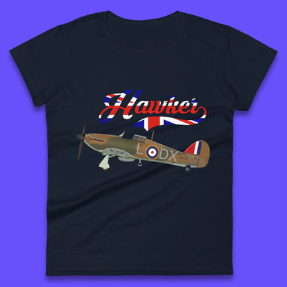 Hawker Hurricane United Kingdom Vintage WWII RAF Fighter Jet British Aircraft Royal Air Force Remembrance Day Womens Tee Top