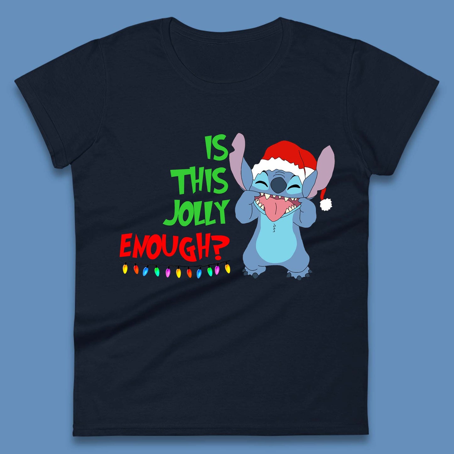 Jolly Enough Stitch Christmas Womens T-Shirt