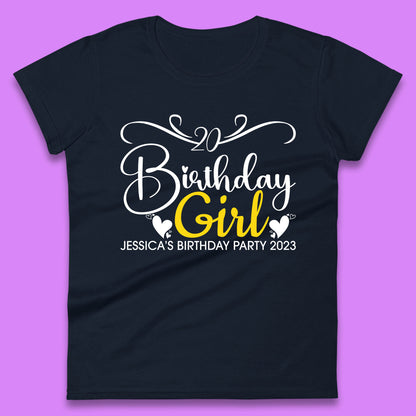 Personalised Birthday Girl Your Name And Birthday Year Funny Birthday Party Womens Tee Top