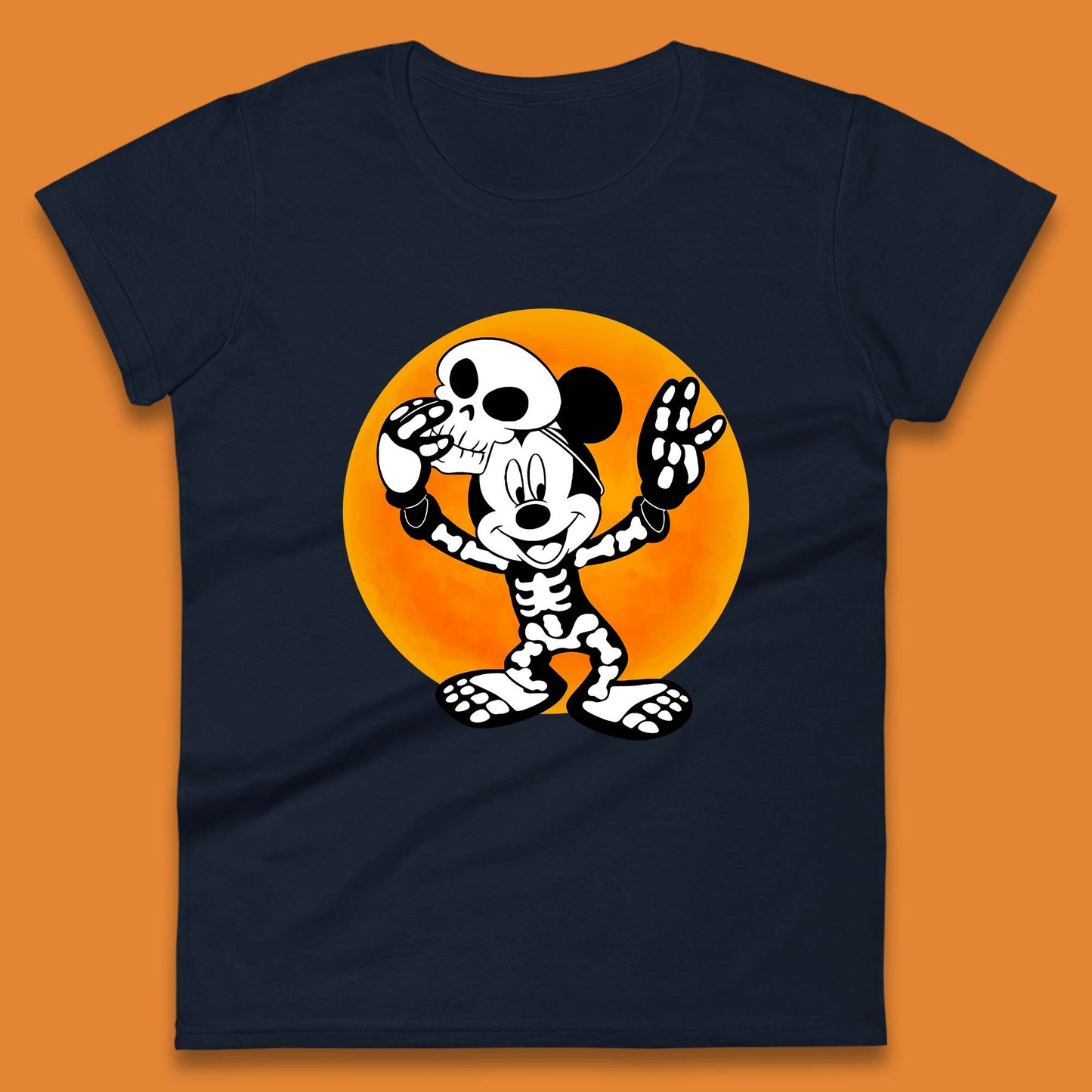 Disney Halloween Mickey Mouse Skelton Costume Disney World Horror Scary Disneyland Trip Womens Tee Top